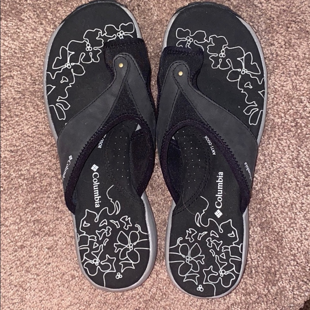 Black Columbia Anti-Odor Flip Flops